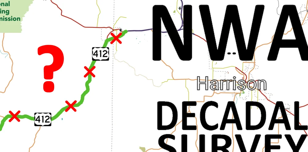 Highway 412 map near Harrison