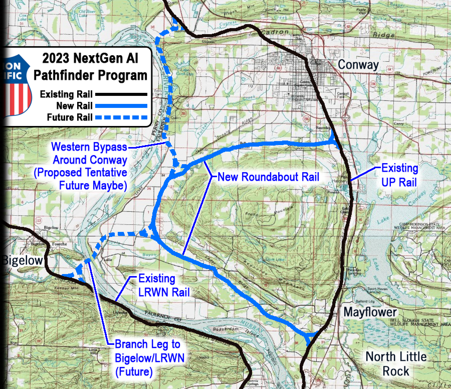 Train Roundabout Topographic Map near Conway