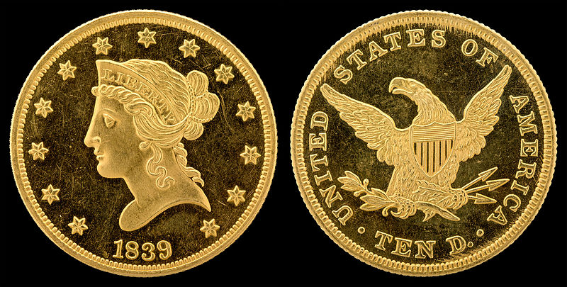 1839 Liberty Head gold coin