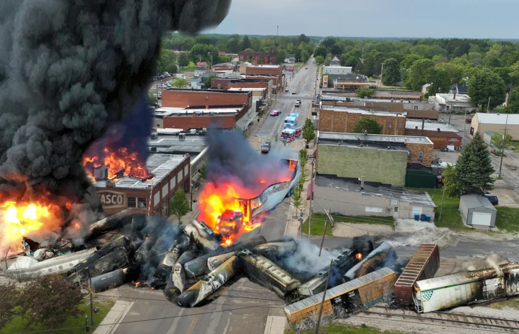 Warehouse on fire.