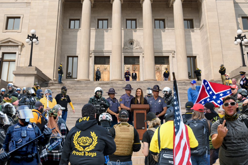 Rally on the steps of the Arkansas State Capitol building.