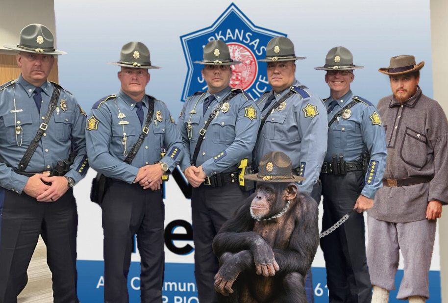 Arkansas State Police, with chimpanzee